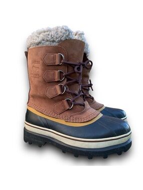 Sorel Caribou Fleece Trimmed Nubuck Rubber Snow Boots Women’s size 6